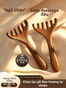 MIVOFIVO | Massage Scalp Meridian Combing Tool Acupressure Scraping Natural Sandalwood