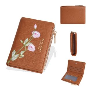 Baellerry | Ví Da Ngắn Nữ Baellerry Thêu Hoa Đựng Thẻ Ví Đựng Tiền Xu Có Khóa Kéo Nhiều Ngăn Kiểu Dáng Cổ Điển