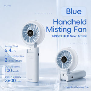 New Handheld Misting Fan 3600mAh Rechargeable Fan 100 Speed Adjustable Foldable Cooling Fan with LED Digital Display & Lanyard