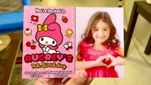 My Melody Birthday Invitation Card with Envelope - Sanrio - Girl Birthday Invite - 5R - 4R