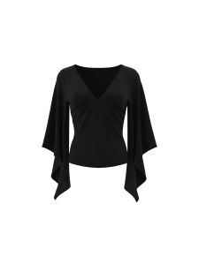 THROUS | Áo Thun Ngắn Tay 3/4 Vải Viscose Cổ V