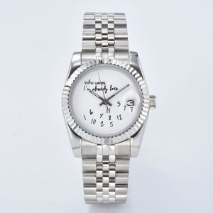 NH35 Watch Who Cares Im Already Late Gold/Silver 39mm/36mm NH35 Movement Sapphire Glass Stainless Steel Case