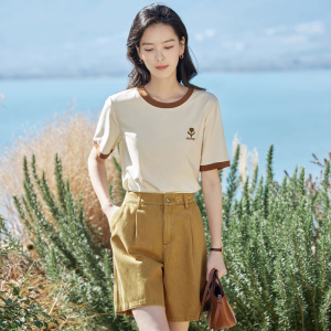 INMAN | Áo Thun Dễ Thương Cổ Tròn Thêu Rộng