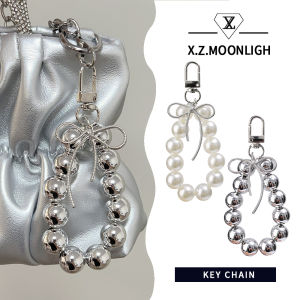 X.z.moonligh มุกสไตล์เกาหลีใหม่โบว์หวานและสดใสพวงกุญแจทำมือจี้ลูกปัด