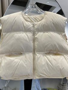 Autumn Winter New Style Small Pumpkin down Cotton Vest Women Casual Loose Bread Style Sleeveless Vest Trendy Fashion Ladies Jacket