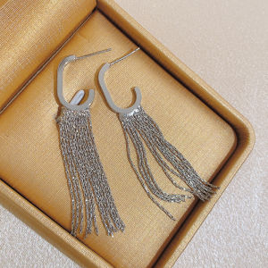 925 Sterling Silver Long Tassel Earrings Womens Summer Unique Design High-End Feelings for round Faces Fashion Jewelry