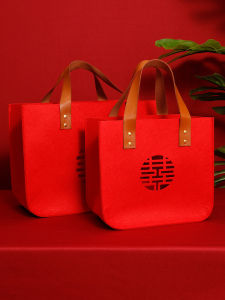 New 2025 Wedding Gift Hollow out Felting Handbag Sugar Bag Marriage Celebration Storage Pouch Couple Matching Shoulder Bag