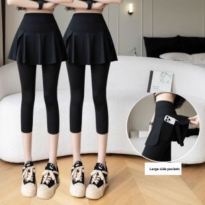 miiow | High Waist Yoga Pants Womens Summer New Style Slimming Sharkskin Pockets Side Thin High Waist Lifting Butt Fitness Trousers