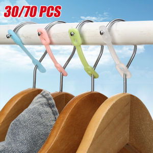 30/70Pcs Hanger Clip Windproof Fixed Buckle Drying Racks Hooks Non-slip Fixed Buckle Anti-drop Clothes Hanger Silicone Strip