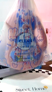 Beg Sampah Comel Tali Tarik Corak Arnab 70 Pcs Rabbit Garbage Bag  Drawstring Trash Bag With Rope Easy Pull Strong Bearing Plastik Sampah Murah Bertali 抽绳兔子垃圾袋