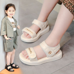 Girls Sandals 2025 New Summer Baby Soft Bottom Anti-slip Beach Shoes Children Mid-large Princess Home Casual Style Magic Tape