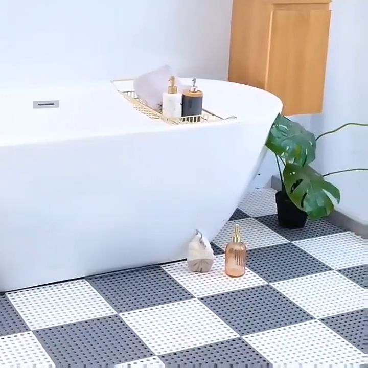 LUVHOME 30x30CM Bath Mat Holes Drain Floor Mat Non-Slip Bathroom Mat Shower Mat DIY Toilet Square PVC Mesh Drainage Mat
