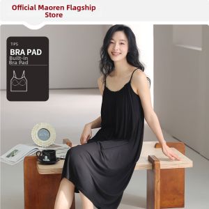 MiiOW | New Ice Silk Cool Feeling Padded Lace Edge Wearable Out Home Dress