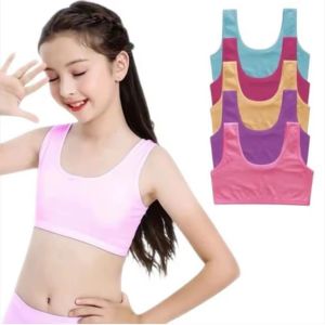 6pcs miniset anak Sd smp /bra miniset polos bahan katun usia 8-13tahun