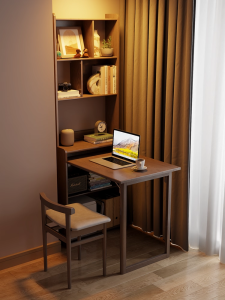 DONGMU | Multifunctional Space-Saving Desk Solid Wood Folding Corner Desk and Bookshelf