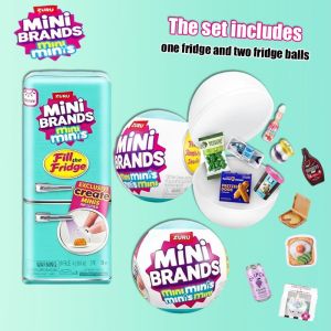 Bandai | ZURU Mini Brands Fill The Fridge Set Miniature Food Surprise Ball Blind Box Pretend Play House Collectible Toy Gift For Kids