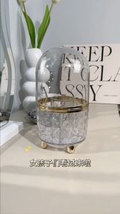 360 องศา กล่องอะคริลิคใส หมุนได้ พร้อมฝาปิด กันฝุ่น สำหรับจัดเก็บแปรงแต่งหน้า ปลีก/ส่ง EASYHOME E894