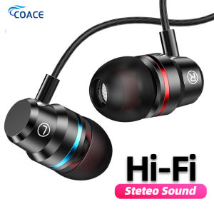 CoAce PH Stock 9D Surround Bass Metal Earphones Hifi Wired Earphone Sport Headset For Cellphone Waterproof Headphones With Microphone In-Ear Headphone 3.5mm Phleo