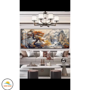 Tranh Treo Tường Phong Cảnh Hữu Tình Tráng Gương Cao Cấp Decor Phòng Khách tranh phong thuỷ Ý nghĩa May mắn bình an
