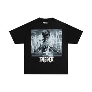 Vintage Justin Bieber Mens Short Sleeve T-Shirt Loose Fit High Street Style Retro Purpose Tour Printed Casual Summer Top