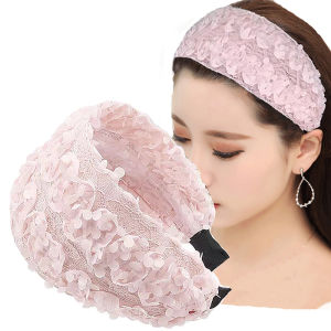Wide Lace Hairband Anti-Slip Hair Clip Womens Adult Face Washing Hairband Cover White Hair Petal Headwear Korean Style