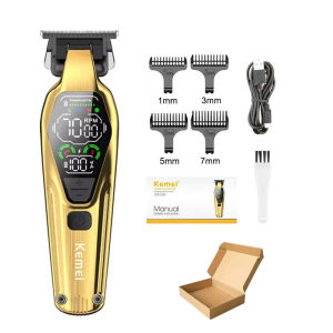 Kemei | Máy Cắt Tóc Kemei KM-1698 9000 Vòng/Phút Máy Cạo Tóc Chuyên Nghiệp Cho Nam Lưỡi Dao DLC Kim Loại Nguyên Khối Màn Hình LED 3-4 Đầu Chỉnh Độ Cao