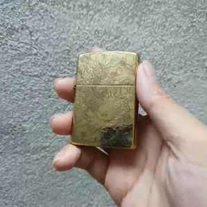 Bật Lửa Xăng Đá Zorro Khắc 5 Mặt Cá Chép Hóa Rồng Đồng Nguyên Khối ( Tặng Kèm Combo Đá Bấc Xịn)
