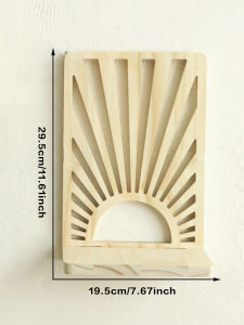 1pc Wooden Sunburst Wall Shelves Boho Natural Style Display Rack for Plant Ornaments Entryway Living Room Bedroom Home Decor
