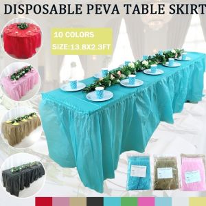 High Quality Table Skirt Waterproof Plastic Table Cover for Birthday Party Wedding Festival Decor