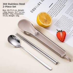Portable 316 Stainless Steel Chopsticks Spoon Set for Students Children Takeaway Name Engraving Dining Utensils Box