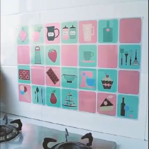 สติกเกอร์วอลเปเปอร์กันน้ํา กันน้ํามัน สําหรับห้องครัว สามารถทําความสะอาดได้ กันน้ํามัน