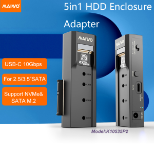 MAIWO NVMe M2 Enclosure HDD Case 1bay SATA M2 SSD Case HDD Reader 10Gbp Type C to  SATA 2.5inch 3.5inch M.2 NVMe SSD 2230 2242 2280 with Power Supply 12V2A ToolFree