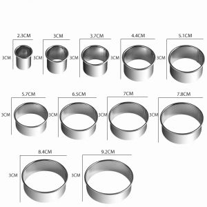 Stainless Steel round Cake Mold Baking Mousse Ring 4 Inch 6 Inch 8 Inch 10 Inch Tart Mold Cookie Tower Ring Kitchen Tools