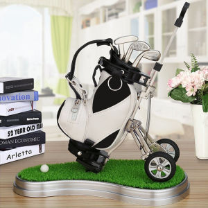 Zinc Alloy Mini Pena Golf Pens 3 Ballpoint With Golf Bag Pen Holder Tempat Pulpen Di Meja Decoration Bag Golf Gift For Golfer Coworker Fanatic