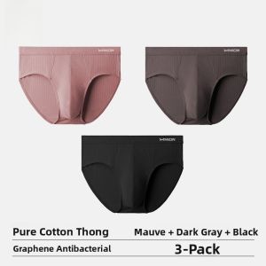 miiow | Mens Triangular Underwear Breathable Lightweight Pure Cotton Graphene Antibacterial Large Size Mid-Waist Shorts Briefs