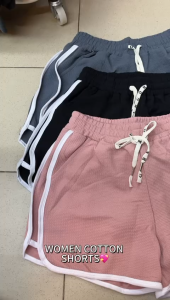 WOMEN COTTON SHORTS WITH POCKET/SELUAR PENDEK GOOD QUALITY STRETCHABLE WAIST