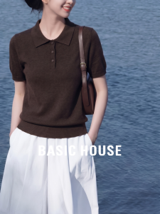 Basic House | Womens 100% Merino Wool Short Sleeve Knit Top