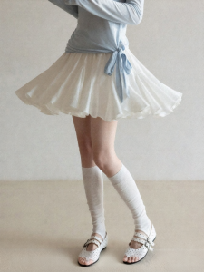 Cantonstory | Flattering White High Waist A-line Skirt with French Ruffles