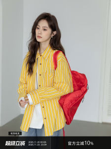 MoZao Womens Striped Shirt Loose Long Sleeve Turn-down Collar Fashion Design Cotton Blend Slimming Top for Autumn 2025