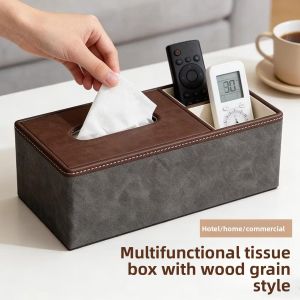 Desktop Tissue Box Organizer with Pen Holder Premium Napkin Storage for Coffee Table Office Living Room Gift Decor 티슈 수납함