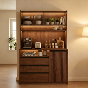Dining Side Storage Cabinet Walnut Color