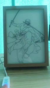 Hot Toys | Anime Light Painting Photo Frame One Piece Luffy Zoro LED Night Light Birthday Gift Manga Bedroom Decor Original Art Moon Lamp