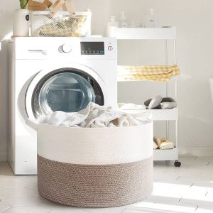 Woven Cotton Rope Basket - for Blankets Toys Towels Clothes Plants