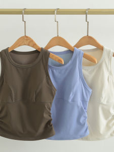 Womens One-Piece Sports Vest Shockproof Running Yoga Fitness Training Top Nylon Fabric Moisture Wicking Pilates Gymwear