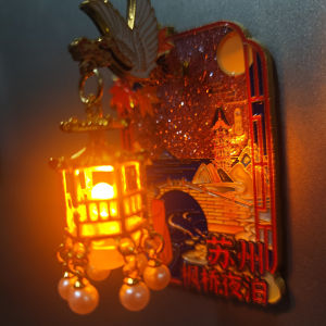 Shanghainese Style Glowing Lantern Magnetic Fridge Patch Tourism Souvenir Creative Cultural Gift for Friends Night at Fengqiao