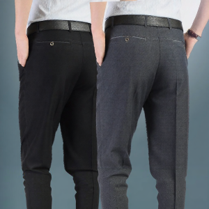 Spring and Summer Lightweight Loose Ice Silk Linen Mens Trousers