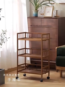 3 Tier Mobile Trolley Snack Storage Rack Floor-Standing Multi-layer Storage Rack