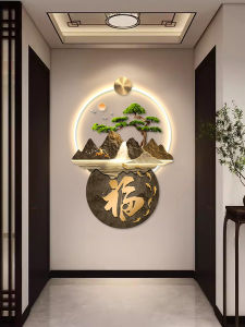 New Chinese Style Entrance Decorative Painting Pine Tree LED Light Wall Art Corridor Background High End Acrylic Modern Decoration