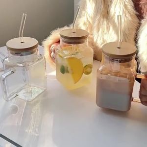 MAYANG KARYA 620ML Heat Resistant Healthy Glass CupsWater GlassCoffee CupsFlower Tea Glass Microwave Safe Glass Tea Cups