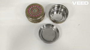 Stainless Steel Meenakari & Pichwai Print Round Storage Box | Decorative Pooja Return Gift Container | Multipurpose Gift Box (Pack of 1 | 4*2 Inches)